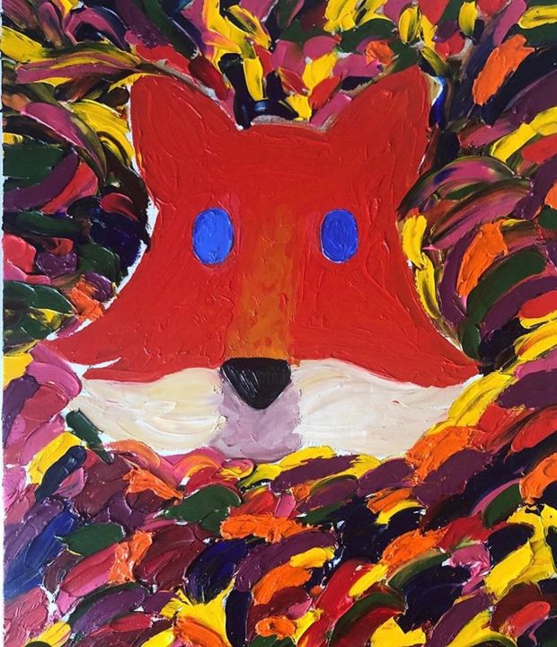"Fox from CERN" başlıklı Tablo Ronda Berg tarafından, Orijinal sanat, Petrol