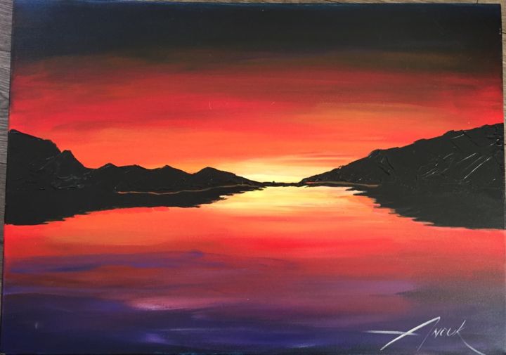 Painting titled "Sunset" by Anouk Van Den Heuvel, Original Artwork, Acrylic