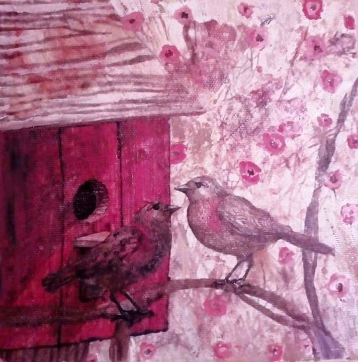 Painting titled "Love Shelter" by Anouk Bogdan, Original Art,