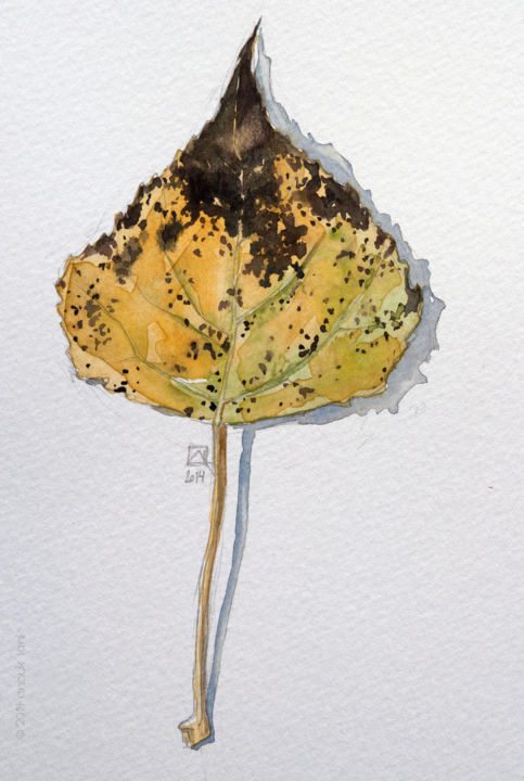 Peinture intitulée "feuille d'automne #5" par Anouk Tank, Œuvre d'art originale, Aquarelle