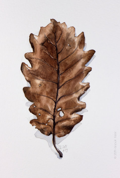 Peinture intitulée "feuille d'automne #…" par Anouk Tank, Œuvre d'art originale, Aquarelle