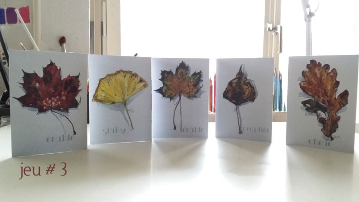 Artisanat intitulée "automne cartes de v…" par Anouk Tank, Œuvre d'art originale, Aquarelle