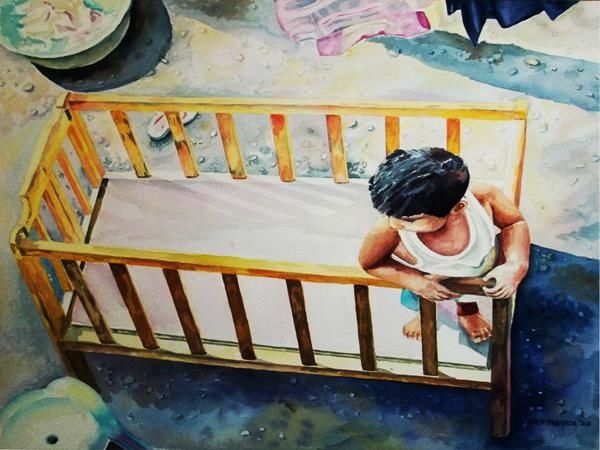 Painting titled "The baby" by Anoy, Original Artwork