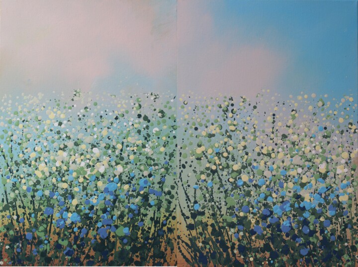 Painting titled "Dandelion flowering" by Anry Lys, Original Artwork, Acrylic