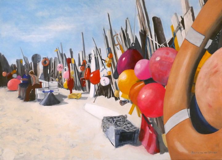 Peinture intitulée "Colourful Vlieland" par Ans Van Der Linden, Œuvre d'art originale, Acrylique