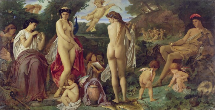 Painting titled "The judgment of Par…" by Anselm Feuerbach, Original Artwork, Oil