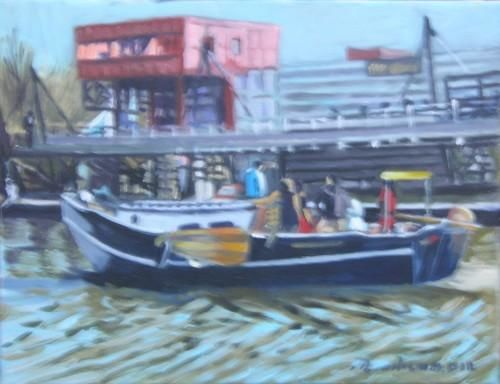 Malerei mit dem Titel "canal st martin par…" von Anska, Original-Kunstwerk, Öl