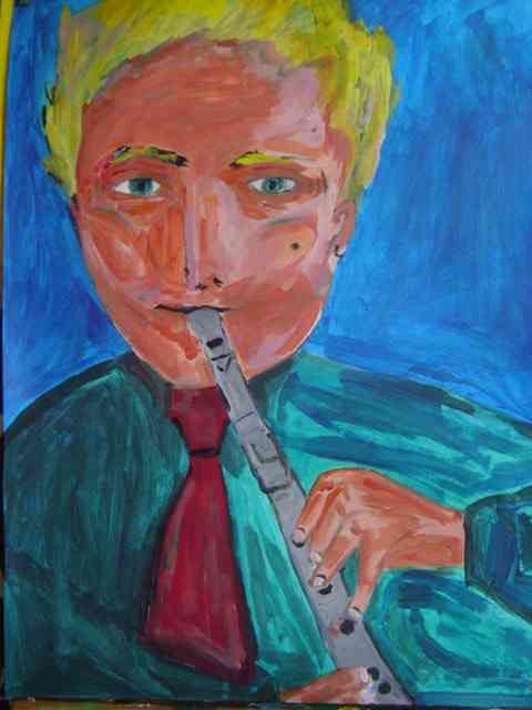 Peinture intitulée "the flutist" par Anne-So Fauvel, Œuvre d'art originale
