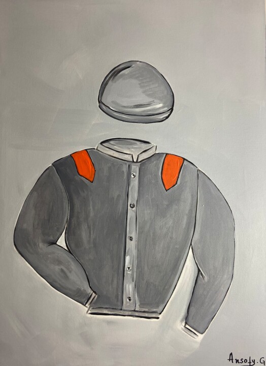 Peinture intitulée "Ambre - casque Jock…" par Ansofy, Œuvre d'art originale, Acrylique Monté sur Châssis en bois