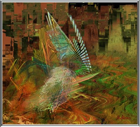 Arts numériques intitulée "FUGA DA AGOSTO - ES…" par Antares, Œuvre d'art originale, Travail numérique 2D