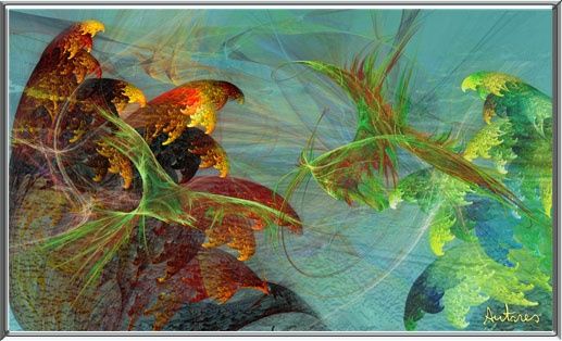 Arts numériques intitulée "UCCELLI DEL PARADIS…" par Antares, Œuvre d'art originale, Travail numérique 2D