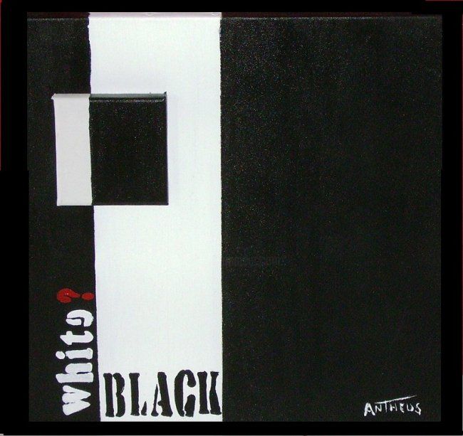 Painting titled "BLAK AND WHITE 2" by Antheus, Original Artwork, Oil