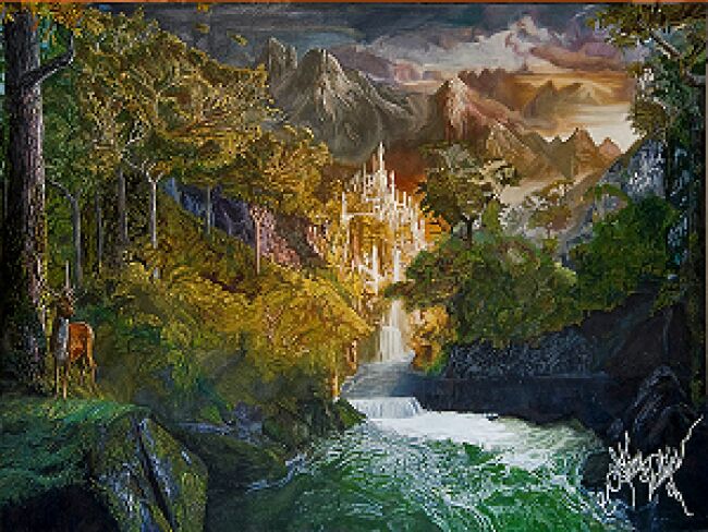 Pintura intitulada "paisajes entre bosq…" por Anthoink, Obras de arte originais, Óleo