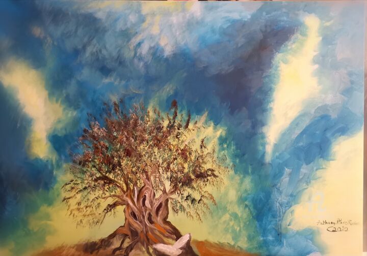 Painting titled "Olive Tree" by Anthony Abdel Karim, Original Artwork, Acrylic
