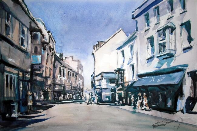 Painting titled "Tenby Town" by Anthony Barrow, Original Artwork, Watercolor