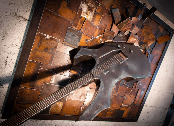 Scultura intitolato "Métal guitare" da Anthony Gosselin, Opera d'arte originale