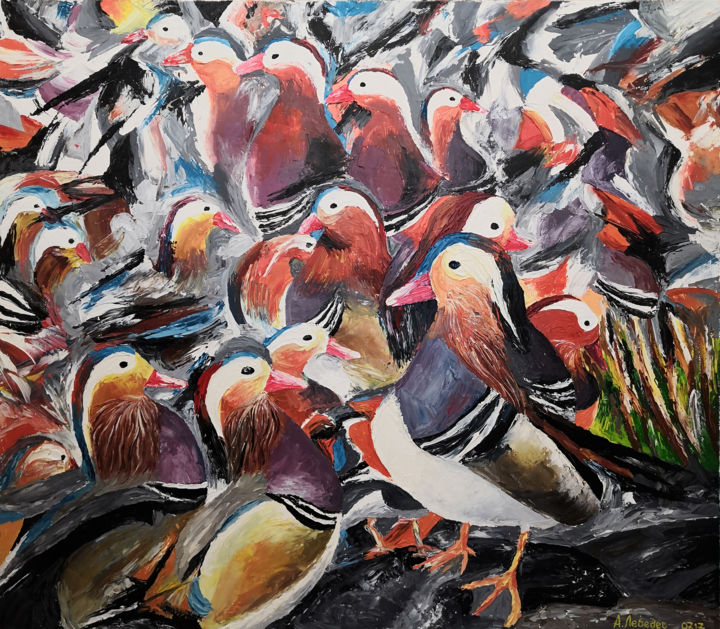 Картина под названием ""Ducks"" - Anthony Lebedev, Подлинное произведение искусства, Масло