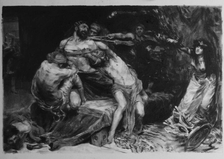 Σχέδιο με τίτλο "Étude de Solomon J.…" από Anthony Moreau, Αυθεντικά έργα τέχνης, Κάρβουνο