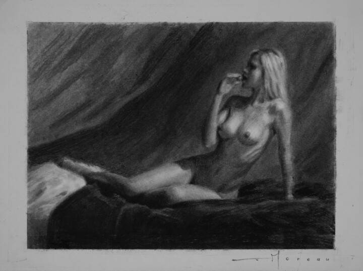 Drawing titled "Figure n°1" by Anthony Moreau, Original Artwork, Charcoal