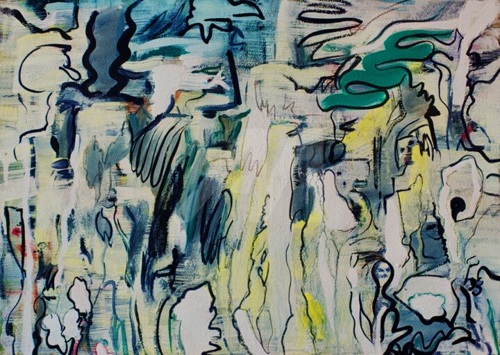 Peinture intitulée "Fun House" par Anthony Oliver, Œuvre d'art originale, Gouache