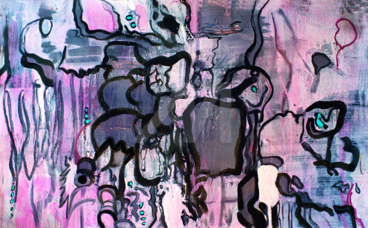 Peinture intitulée "Madder, Rose" par Anthony Oliver, Œuvre d'art originale, Gouache