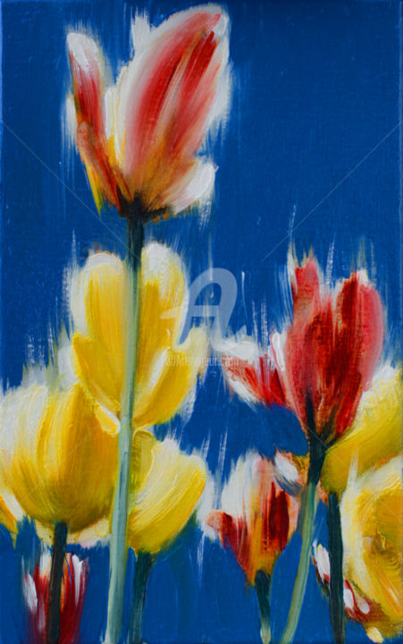 Painting titled "tulips-35-x-22-x-2-…" by Anthony Oliver, Original Artwork