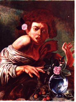 Pintura titulada "after Caravaggio bo…" por Anthony Payne, Obra de arte original