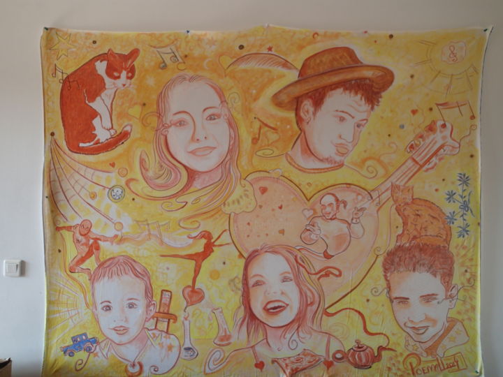 Painting titled "La Familia" by Poemu, Original Artwork