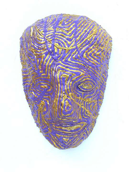 Sculpture titled "Purple and Gold Mas…" by Anthony Saldivar, Original Artwork, Acrylic