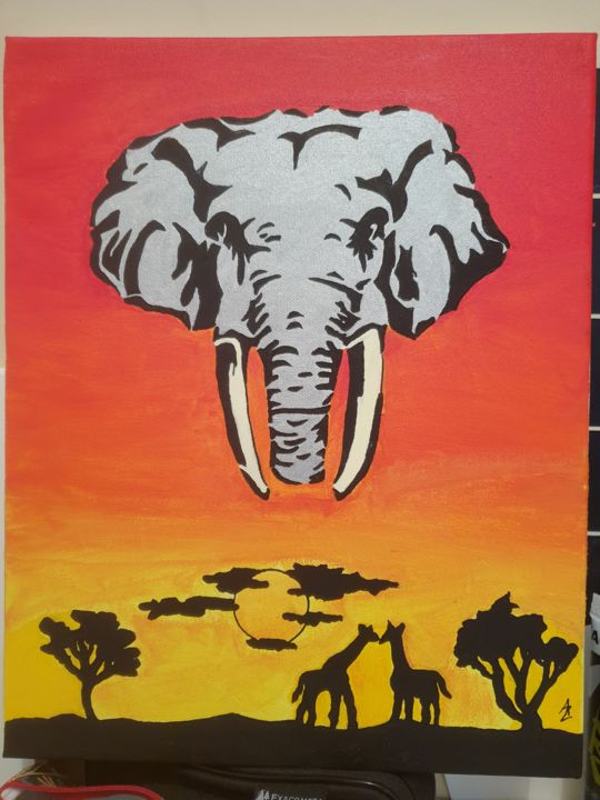 Peinture intitulée "Africa" par Az, Œuvre d'art originale, Acrylique