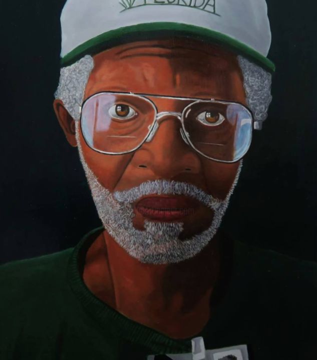 Painting titled "WW2 Vet 2014" by Tony Perks, Original Art, Oil