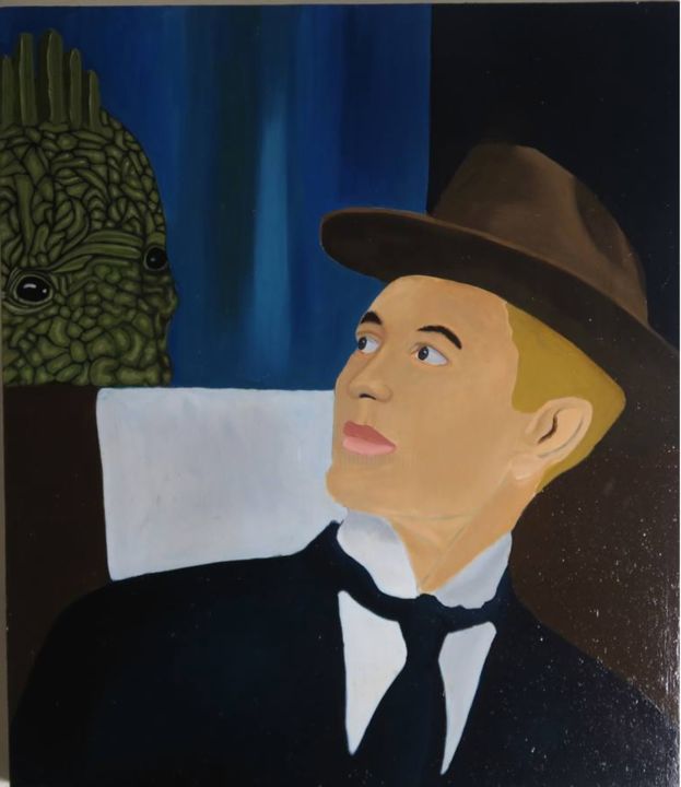 Painting titled "Anxiety Attack on B…" by Tony Perks, Original Art, Oil