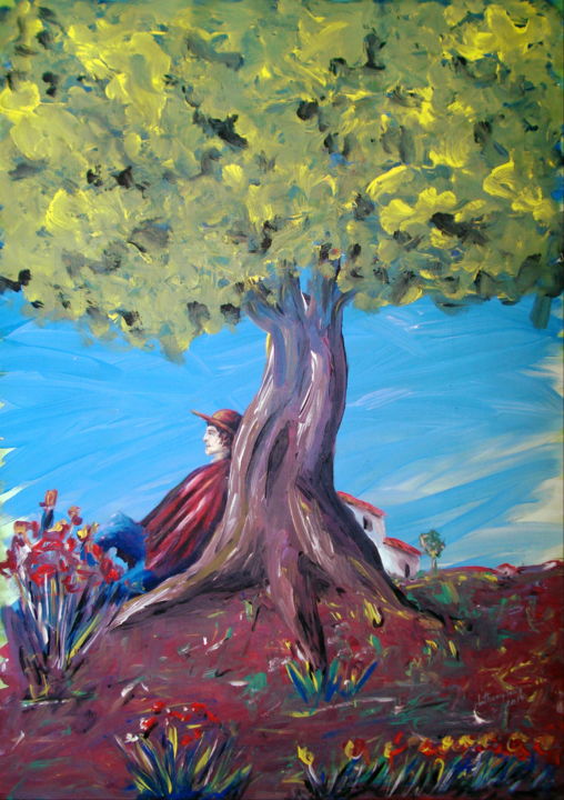 Painting titled "El gran árbol.jpg" by Anthony García, Original Artwork, Acrylic