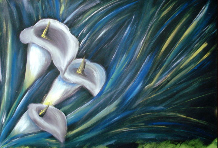 Pintura titulada "Tres calas.jpg" por Anthony García, Obra de arte original, Acrílico