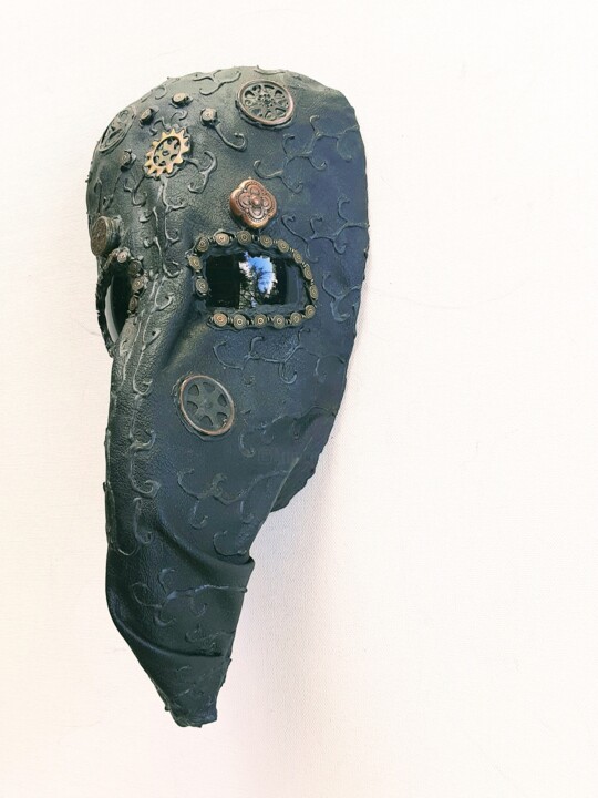 Sculpture titled "Black Plague Doctor…" by Anthony Saldivar, Original Artwork, Paper