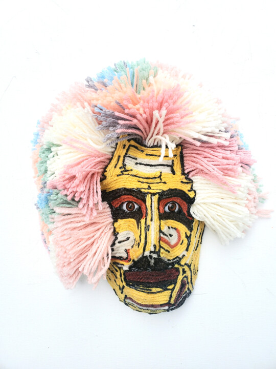 Sculpture titled "Art Mask Yarn and M…" by Anthony Saldivar, Original Artwork, Acrylic