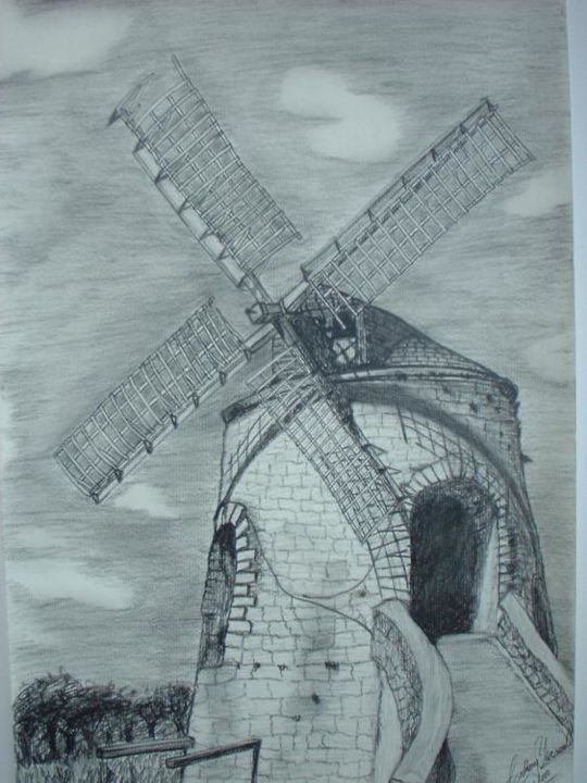 Drawing titled "Windmill of St. Cro…" by Anthony Yearwood, Original Artwork