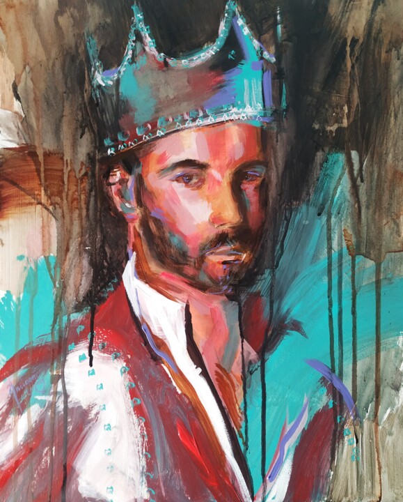 Painting titled "The King" by Antigoni Tziora, Original Artwork, Acrylic