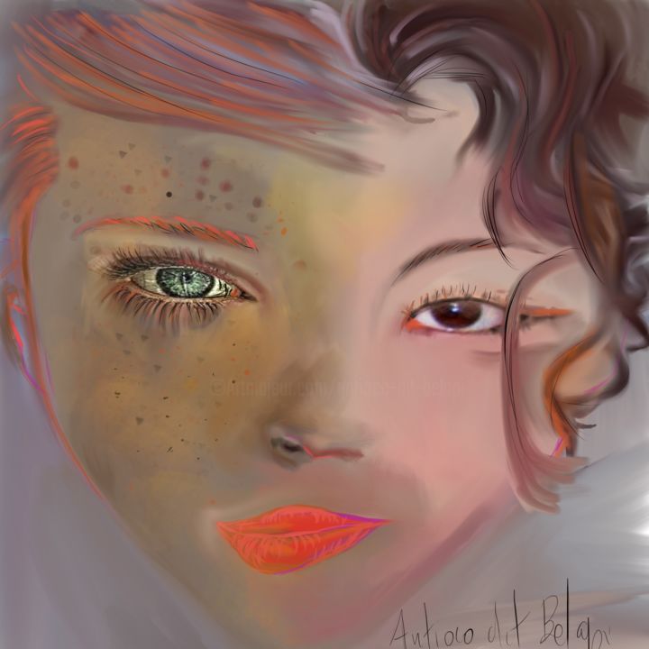 Digital Arts titled "Double face Europe…" by Antioco Dit Belapi, Original Artwork, Digital Painting