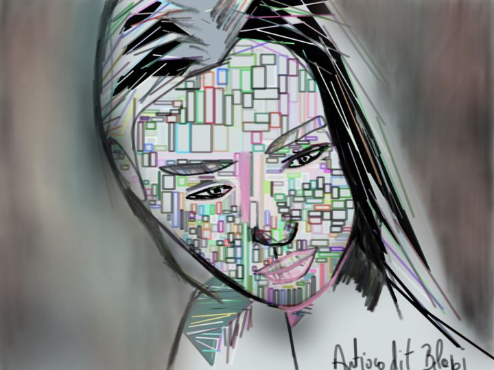 Arts numériques intitulée "Japonaise 2" par Antioco Dit Belapi, Œuvre d'art originale, Peinture numérique