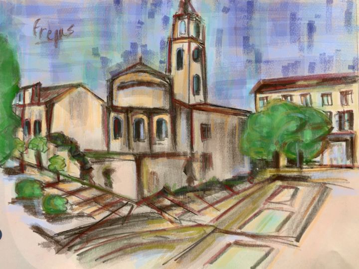 Artes digitais intitulada "place de l'église (…" por Antioco Dit Belapi, Obras de arte originais, Pintura digital