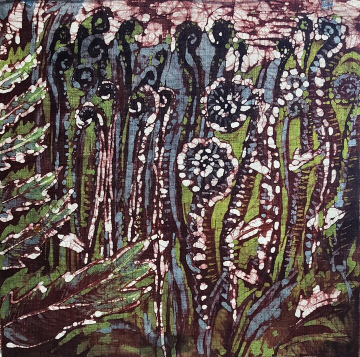 Malerei mit dem Titel "Batik: Plants" von Antje Witzel (AKbatikart), Original-Kunstwerk, Wachs