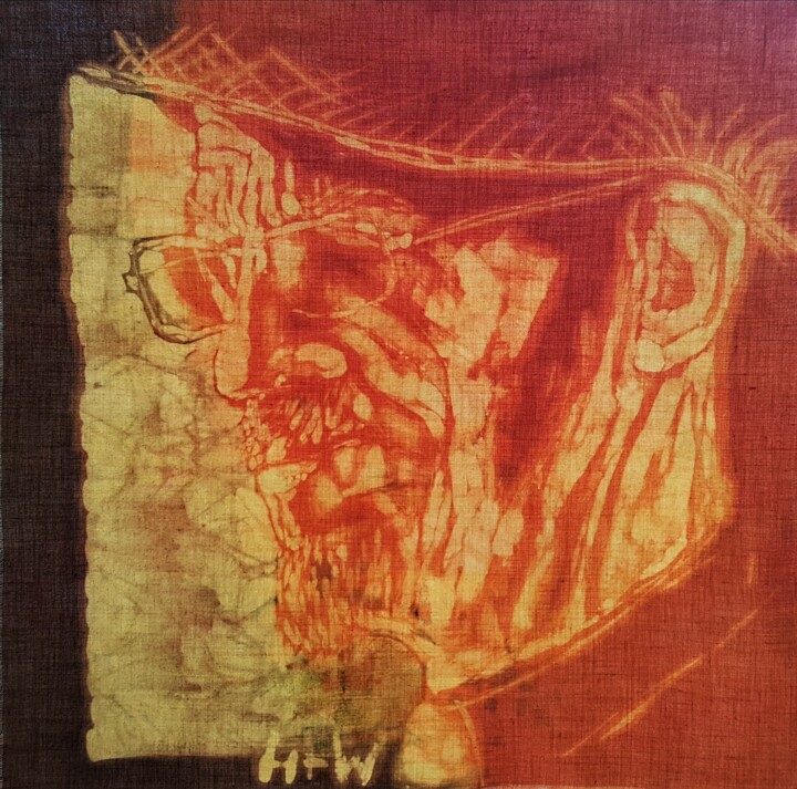 Malerei mit dem Titel "Batik: Potrait H.F.…" von Antje Witzel (AKbatikart), Original-Kunstwerk, Wachs