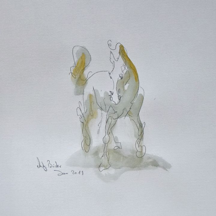 Zeichnungen mit dem Titel "Pferd" von Antje Clara Bücker, Original-Kunstwerk, Graphit