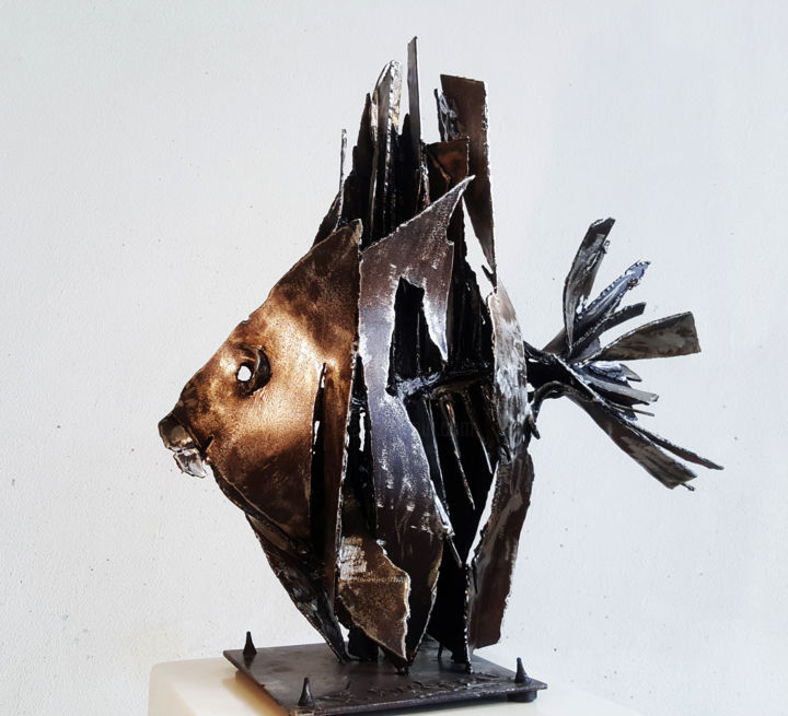 Sculpture titled "" LE POISSON "" by Antoine Berbari, Original Artwork, Metals