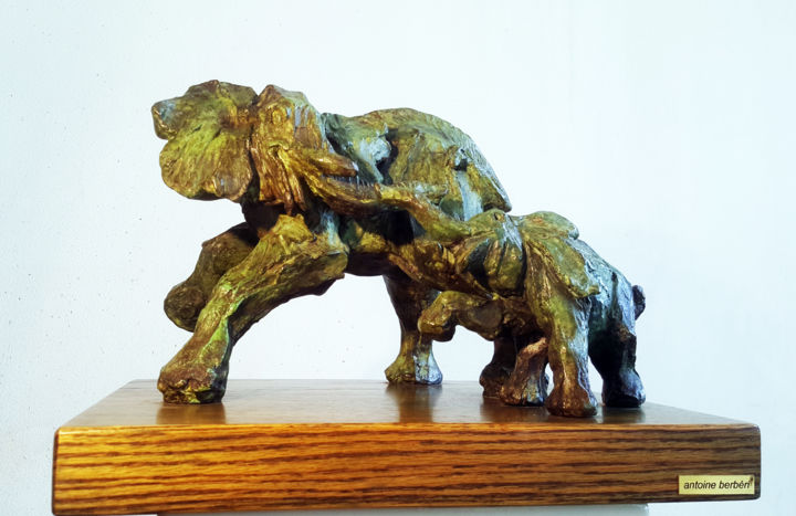 Skulptur mit dem Titel "" SHUNGAR ET SHUNG "" von Antoine Berbari, Original-Kunstwerk, Bronze