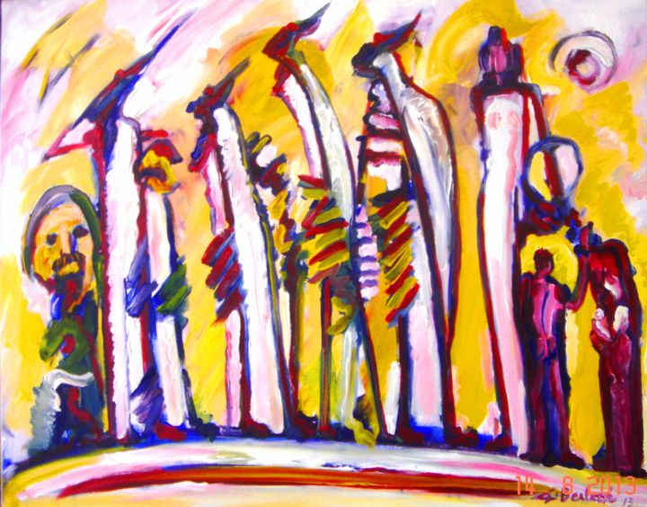 Peinture intitulée "2013 - " La marche…" par Antoine Berbari, Œuvre d'art originale, Huile