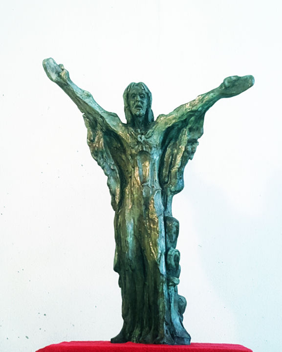 Sculpture intitulée "" Christ Sacré-Cœur…" par Antoine Berbari, Œuvre d'art originale, Bronze