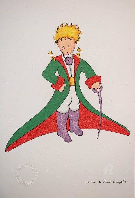 Gravures & estampes intitulée "Le Petit Prince en…" par Antoine De Saint-Exupéry, Œuvre d'art originale, Lithographie