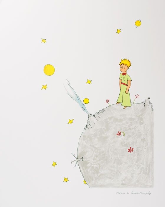 Printmaking titled "Le Petit Prince Sur…" by Antoine De Saint-Exupéry, Original Artwork, Lithography